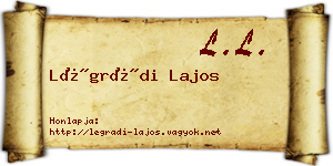 Légrádi Lajos névjegykártya